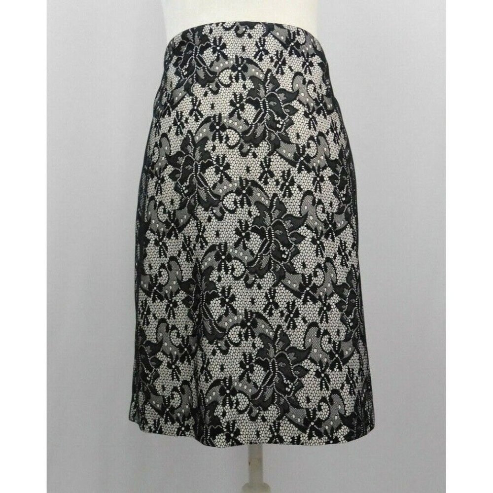 Kelly & Diane Womens Skirt Size 12 Black White Lace Gold Zipper New